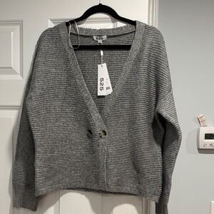 525 America Women's Ribbed Gray Cardigan